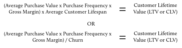 Photo of Text Showing the Basic Formula to Calculate CLV and LTV