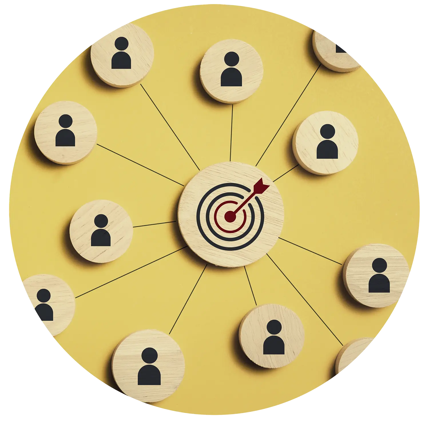Image of a Circle with Customer Outlines Connecting to a Target in the Center