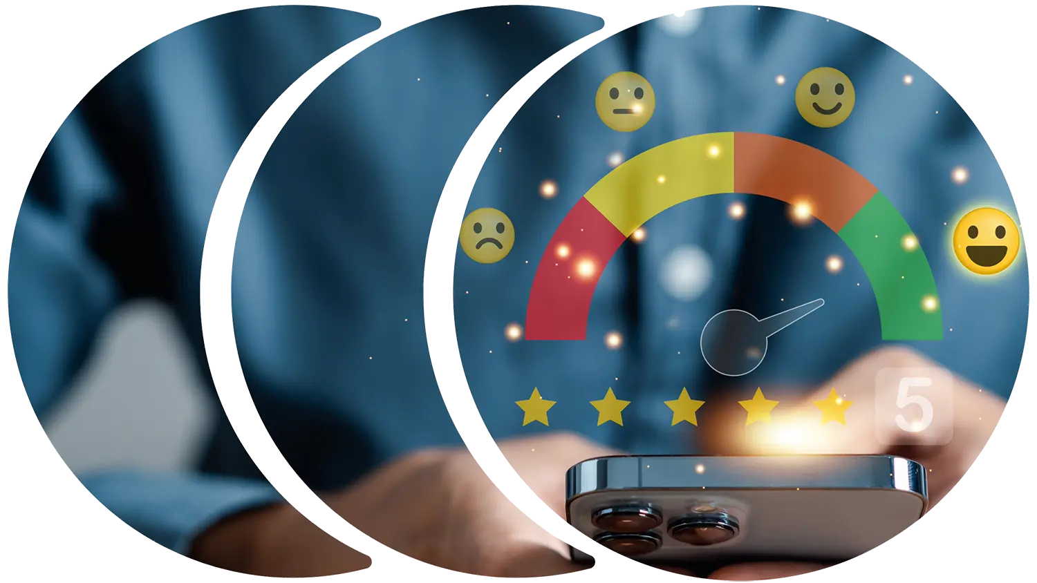 Image of a Man Rating a Business with Five Stars